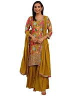 Libas Printed Chinon Straight Kurta With Sharara With Dupatta (51844XXL)