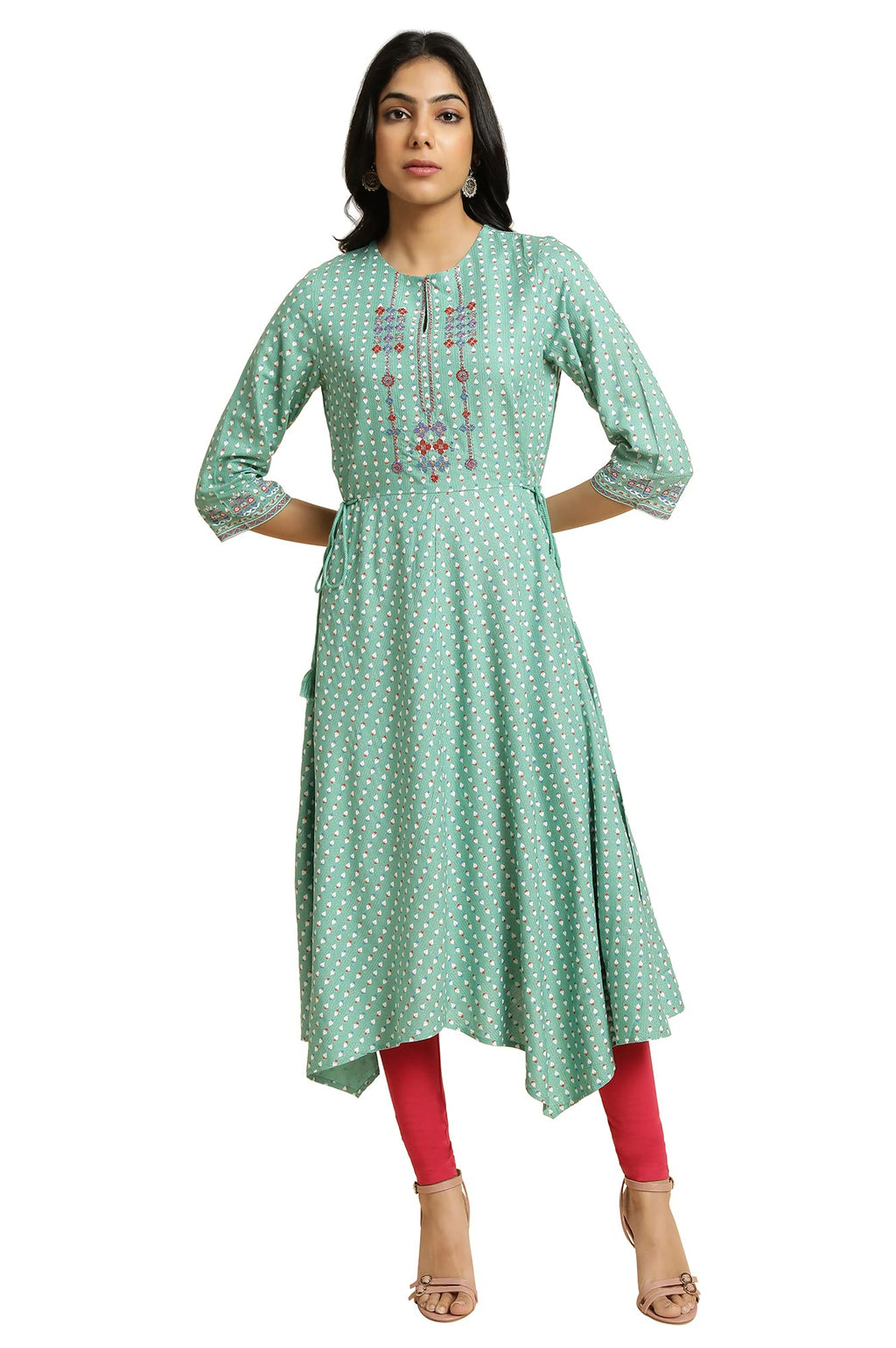 W For Woman Viscose Regular Kurta (23Few19081-120343_Light Green_16