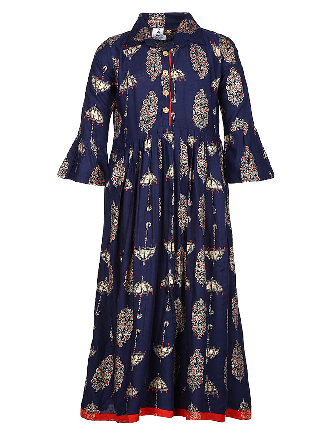 Aarika Girls cotton a line Salwar Suit (KURTI-113-Navy-32)
