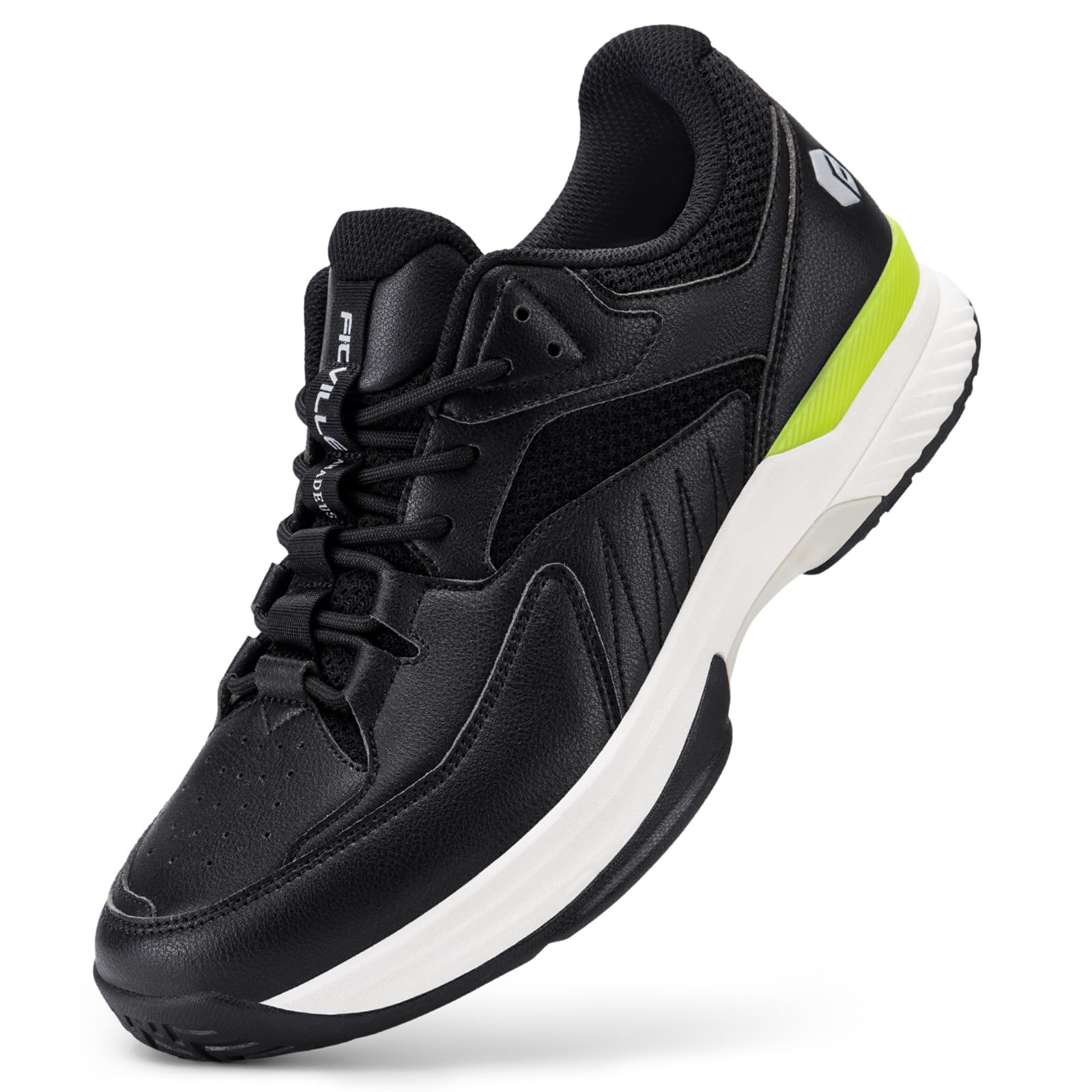 FitVille Men   s Wide Pickleball Shoes All Court Tennis Shoes with Arch Support for Plantar Fasciitis (Black, 8.5 X-Wide)