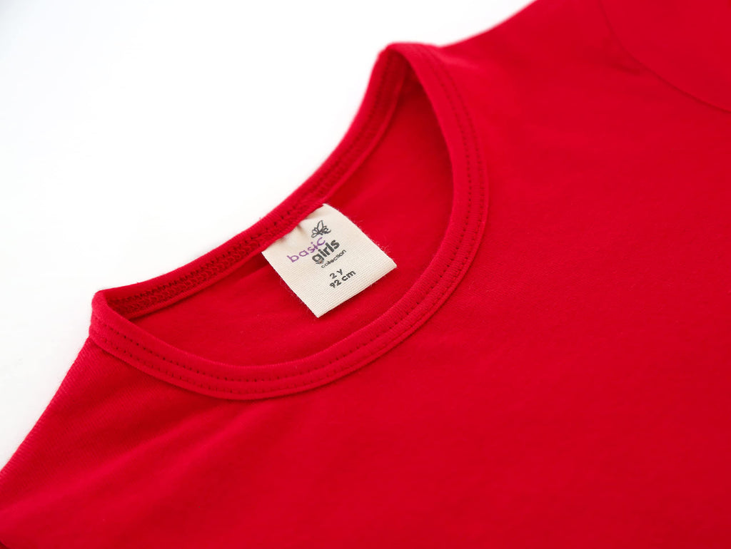 Lilax Girls' Basic Long Sleeve Round Neck Cotton T-Shirt 12 Red