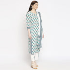 ANNI DESIGNER Womens Cotton Straight Kurta with Palazzo & Dupatta (Jaipuri SEA Green_GSK_S_Sea Green_Small)