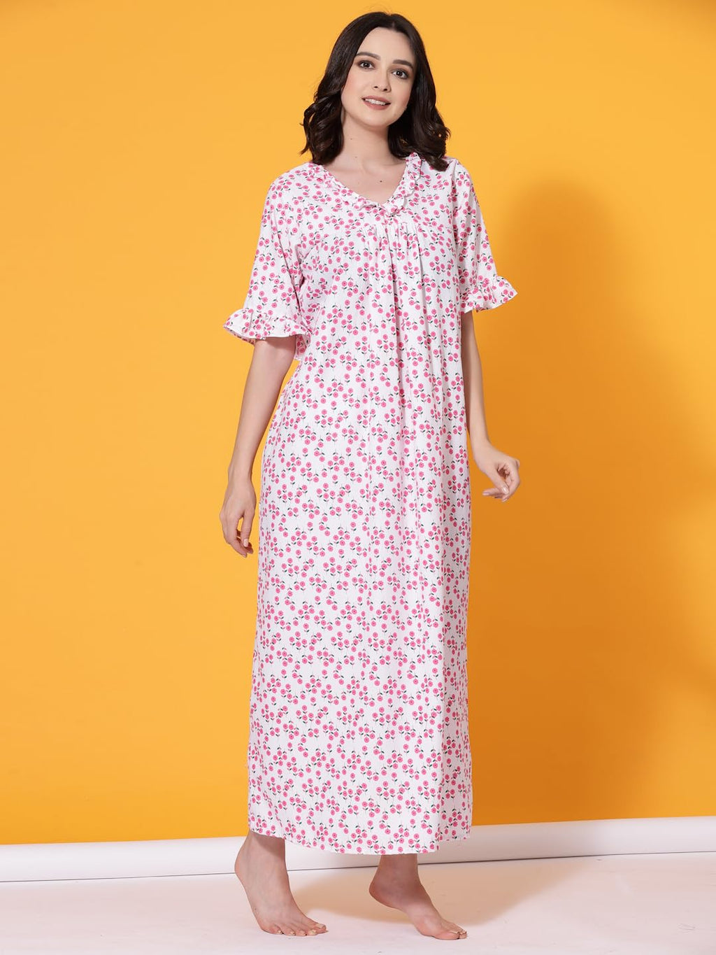 OOMPH! Cotton Blend Nighty for Womens | Night Gown | Nighty | Nightdress | Maxi Dress | Sleepwear | Gown for Women | Nighties |