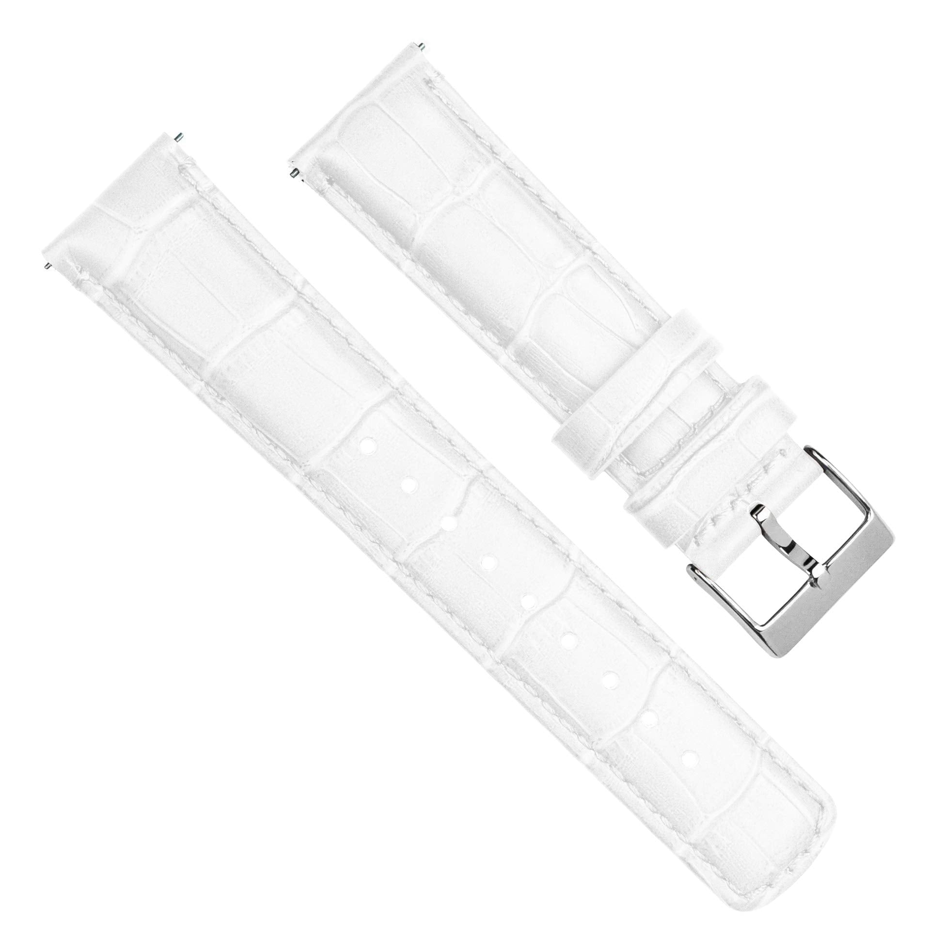12mm White - BARTON Alligator Grain - Quick Release Leather Watch Bands