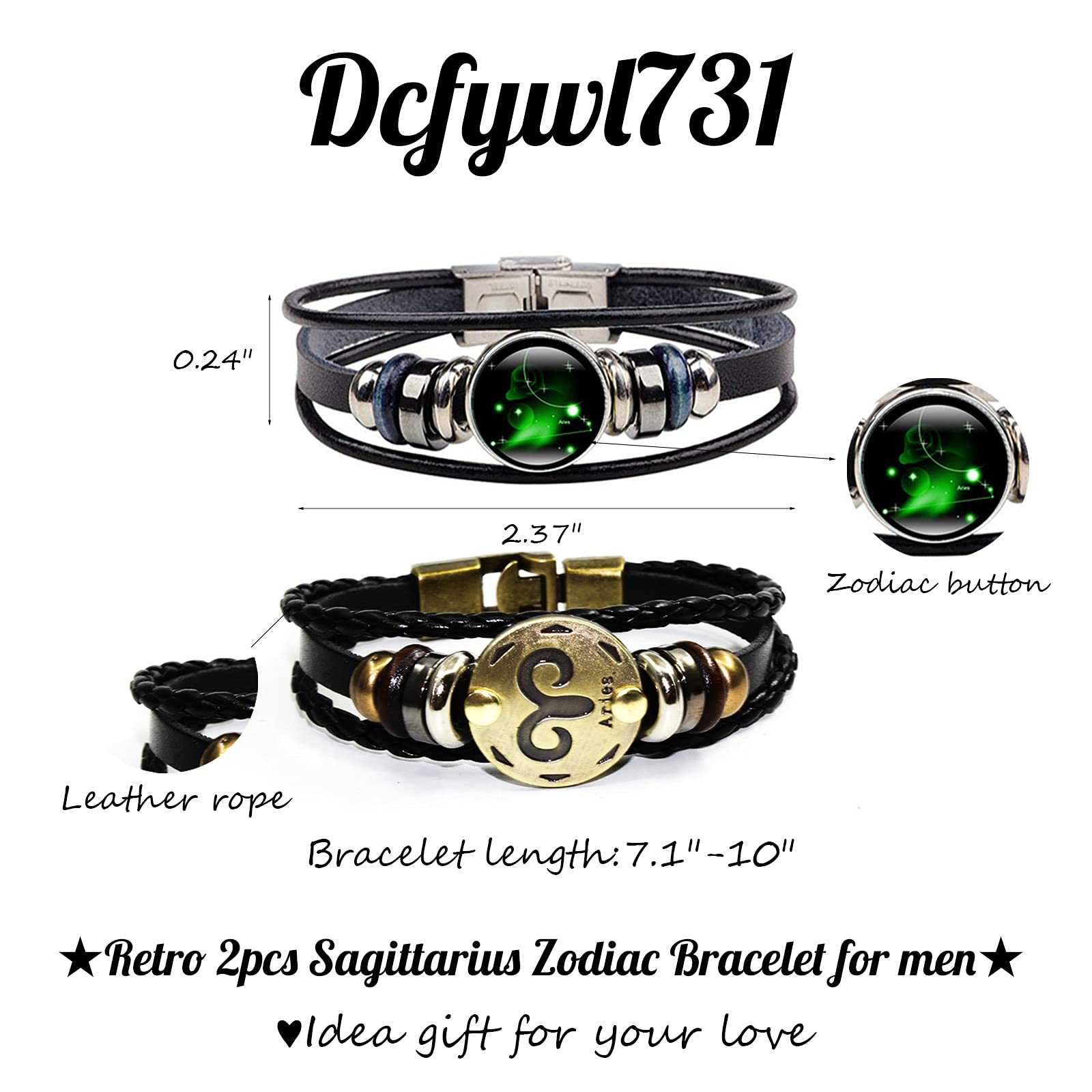 Dcfywl731 2Pcs Libra Zodiac Bracelets for Women 12 Constellations Multilayer Leather Bracelet Handmade Woven Zodiac Sign Wrap Wr
