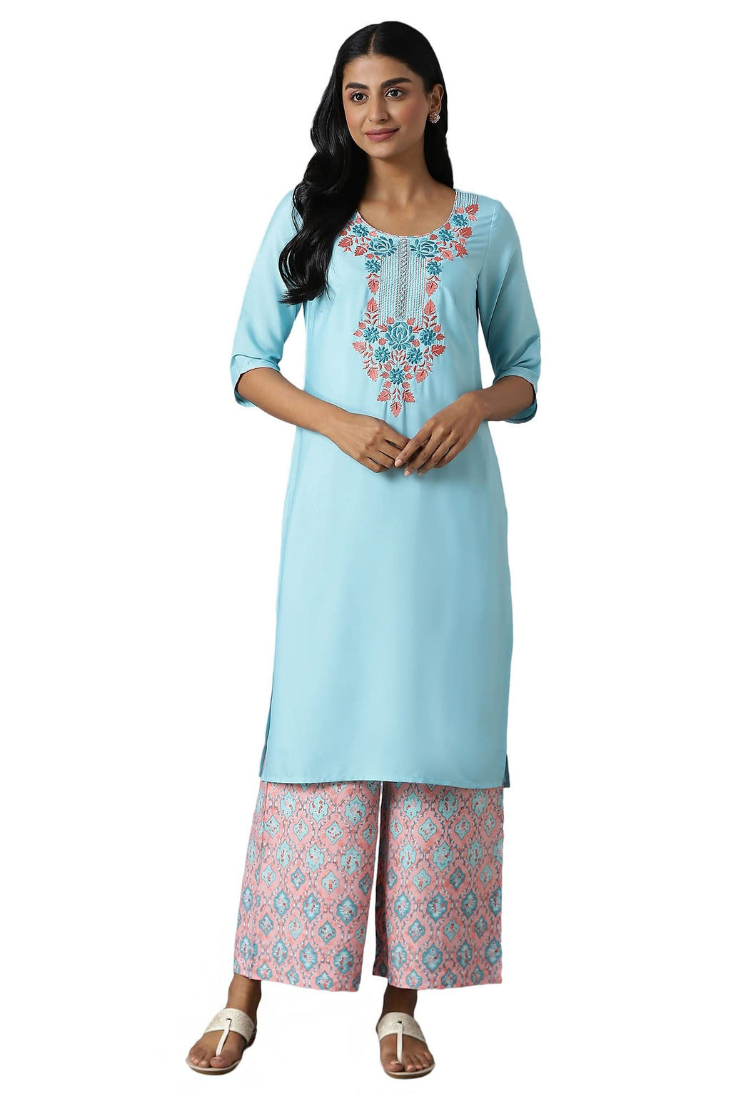 Aurelia Women'S Polyester Kurta & Palazzo (22Onas13034-603848_Blue_Xl)