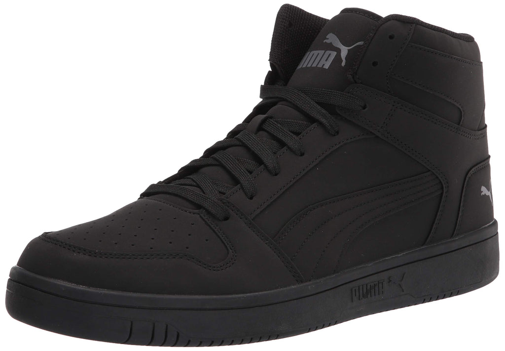 PUMA Men's REBOUND LAYUP NUBUCK Sneaker, Puma Black-Puma Black-CASTLEROCK, 11.5