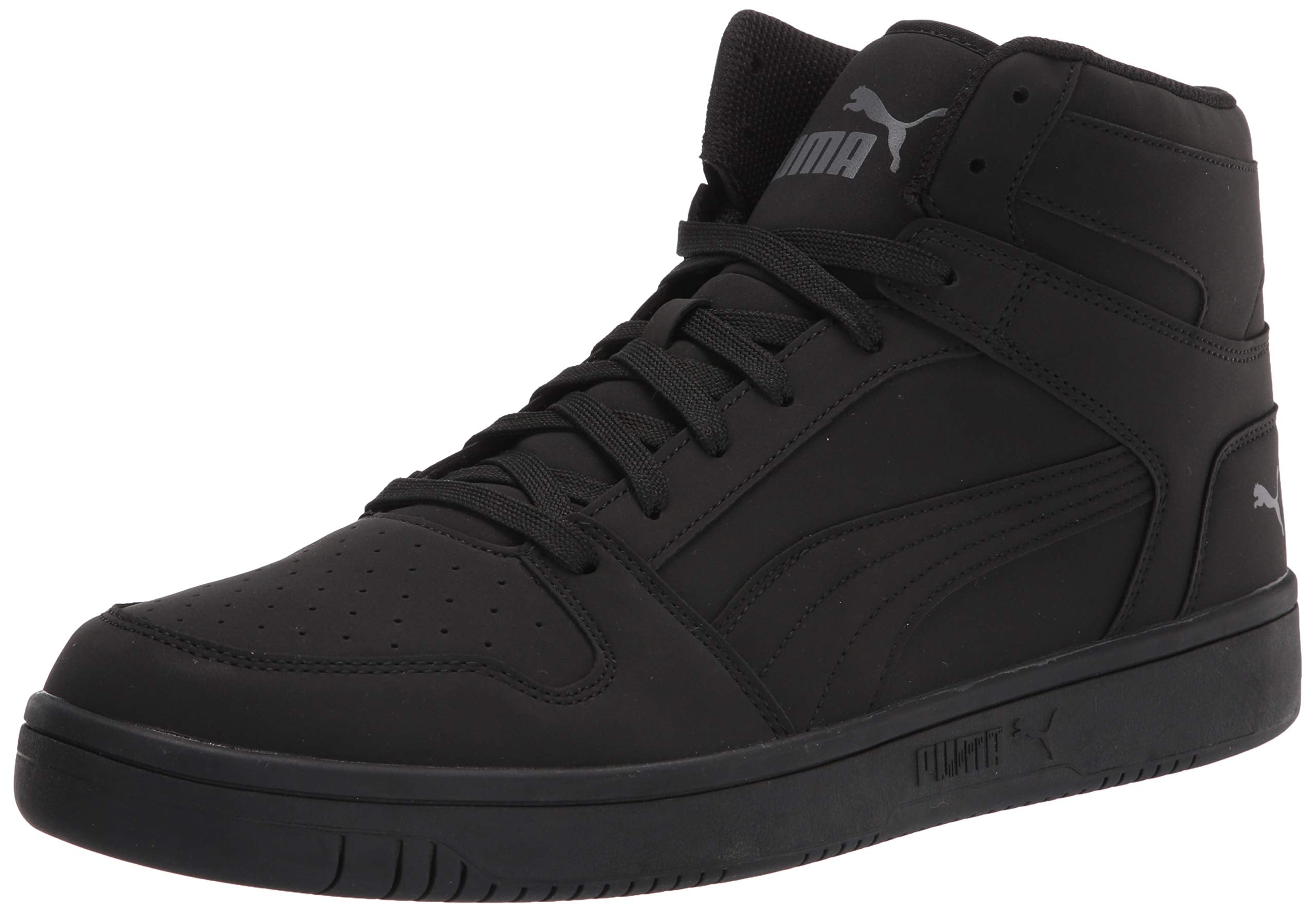 PUMA Men's REBOUND LAYUP NUBUCK Sneaker, Puma Black-Puma Black-CASTLEROCK, 11.5