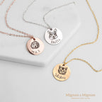 MignonandMignon Personalized Dog Necklace for Women Memorial Gifts for Mom Pet Portrait Custom Cat Name Unique Animal Picture Ch