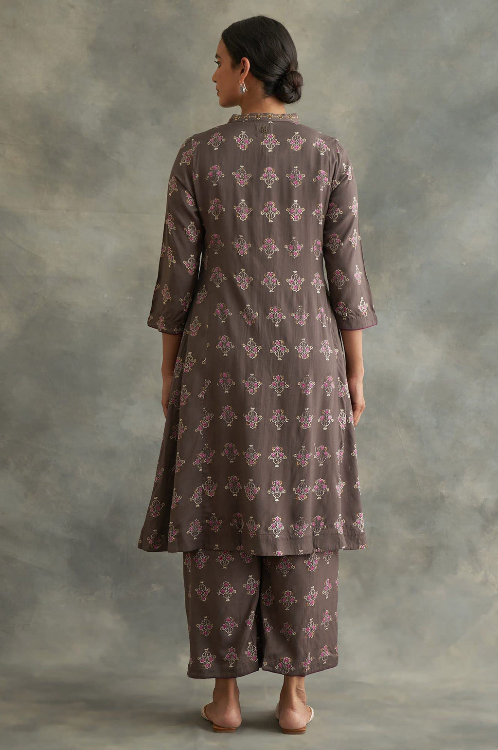 W For Woman Women Rayon Dark Handblock Print Regular Kurta