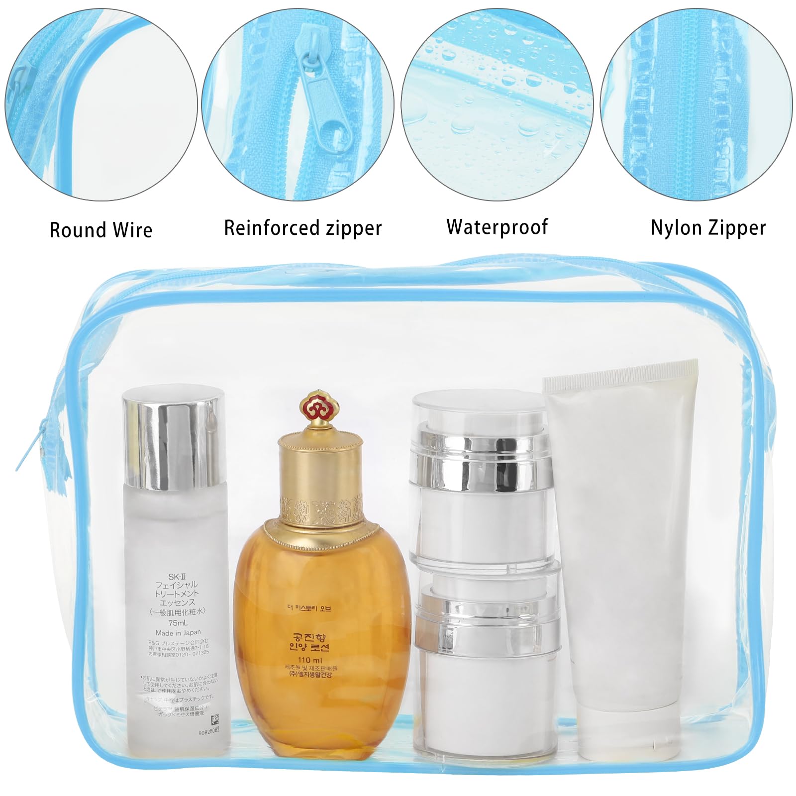 Tbestmax 10 Pack Clear Cosmetic Bags Makeup Bags Portable Waterproof TSA Approved Travel Toiletry Bags Large Organizer