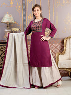 Aarika Girls Ethnic Wear Purple Colour Floral Print Rayon Kurti-(8-15 Years)-(Kurti-Tr-K-889)