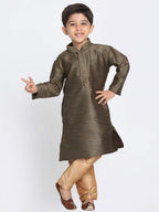 Jbn Creation Boys Full Sleeve Silk Blend Kurta Pyjama Set With Mandarin Collar - Perfect For Festivals, Rakshabandhan And Speci