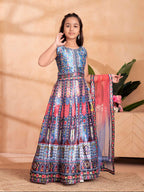 Aarika Girls Ethnic Wear Teal Blue Colour Floral Print/Embellished Lehenga Choli Set With Dupatta-(6 Months-13 Years)-(LCH-HT-21
