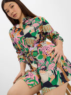 The Souled Store Official Disney: Encanto Women And Girls Long Sleeves Collared Neck Button Front Viscose Blend All Over Printed