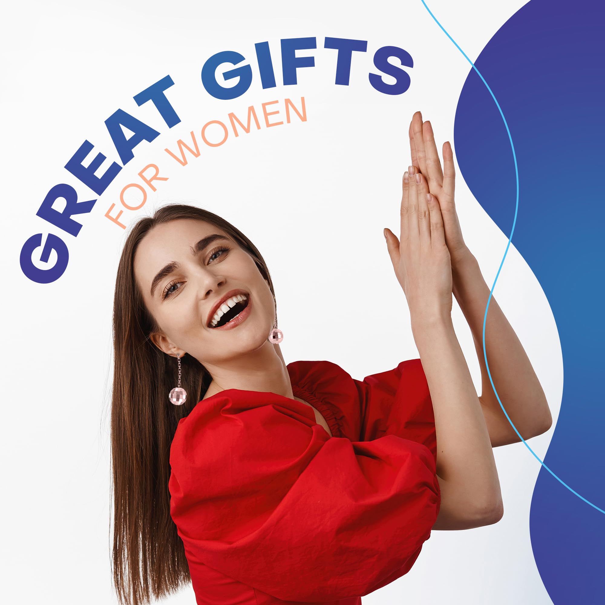 Rave Envy Disco Ball Earrings for Women - 70's Halloween Earrings Women's Costume Accessories - Choice of Color (Rose Gold)