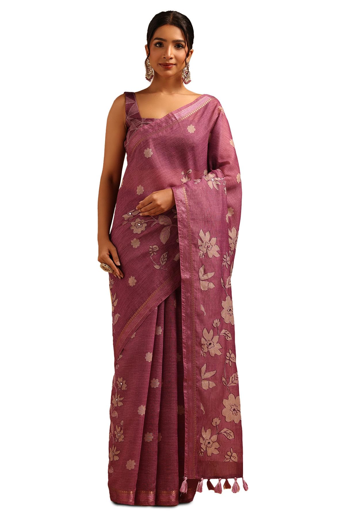 Soch Women Poly Silk Floral Saree with Thread Work