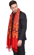 Weavers Villa Mens Floral Embroided Cashmilon Gents Shawls, Stoles, Muffler for Men, 70cm x 200cm