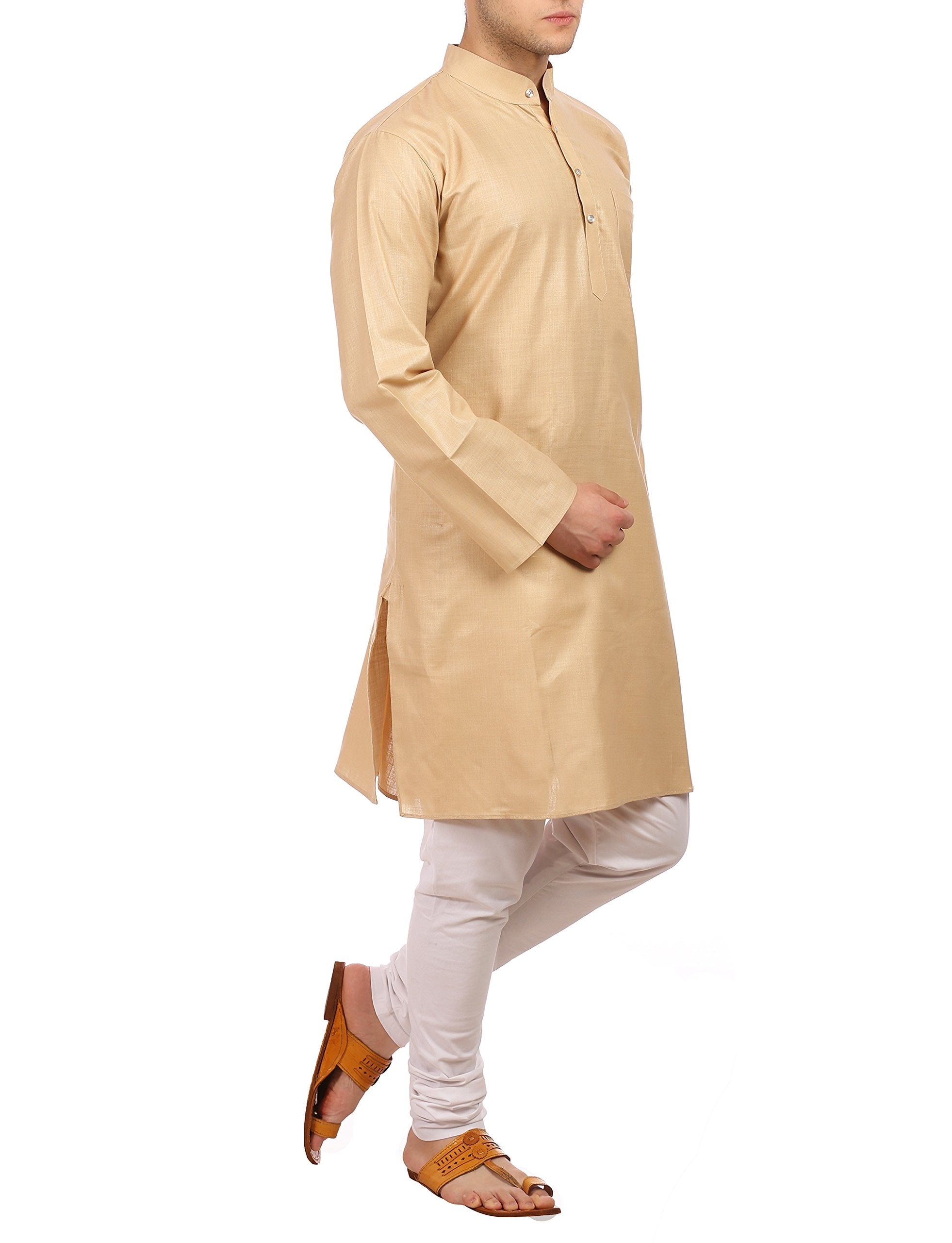 Wintage Men'S Cotton Silk Festive And Casual Khaki Kurta Churidar Pajama Pyjama