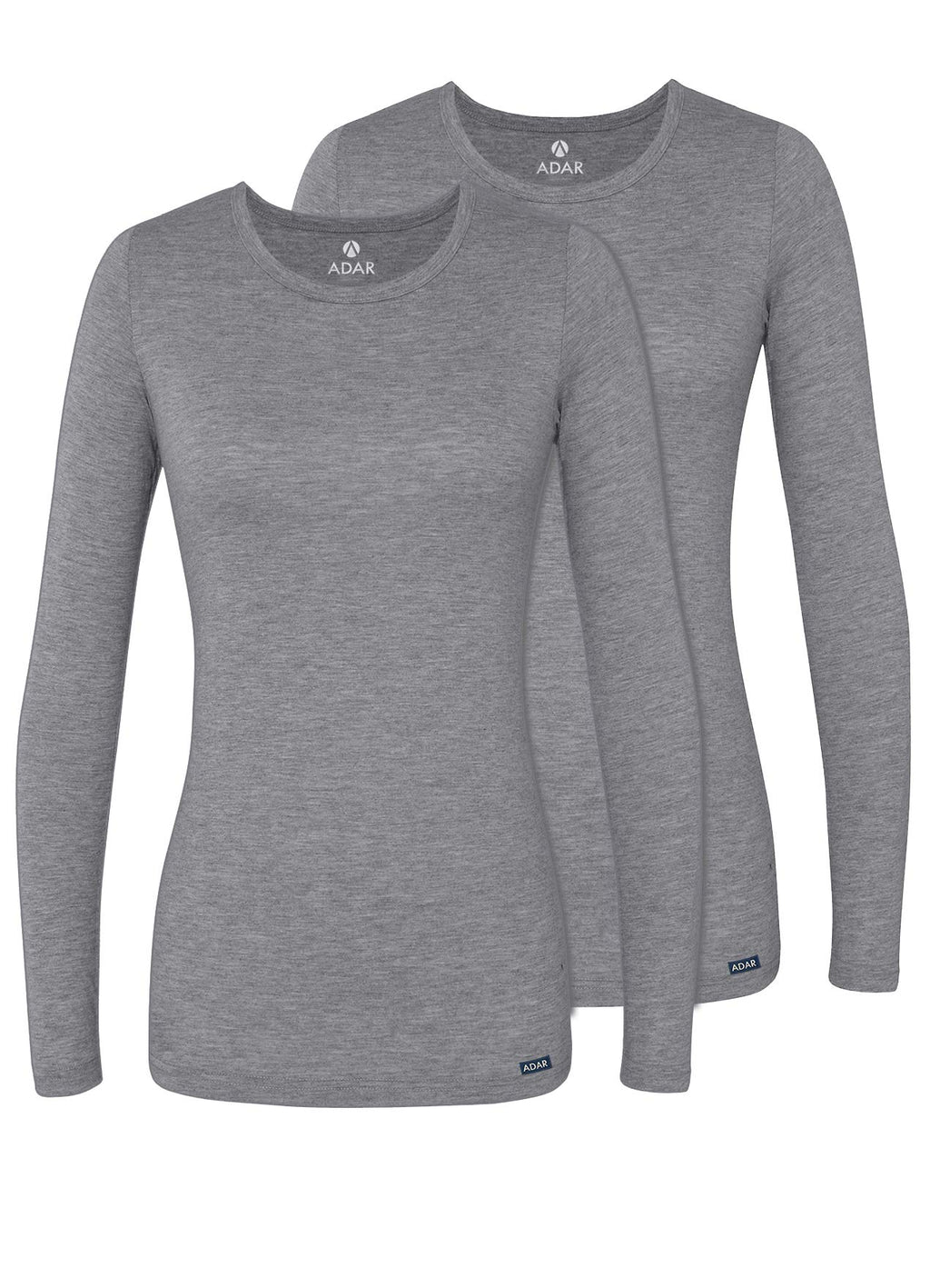 Adar Underscrubs for Women 2 Pack - Long Sleeve Underscrub Comfort Tee - 2902 - Dark Marl Gray - XL