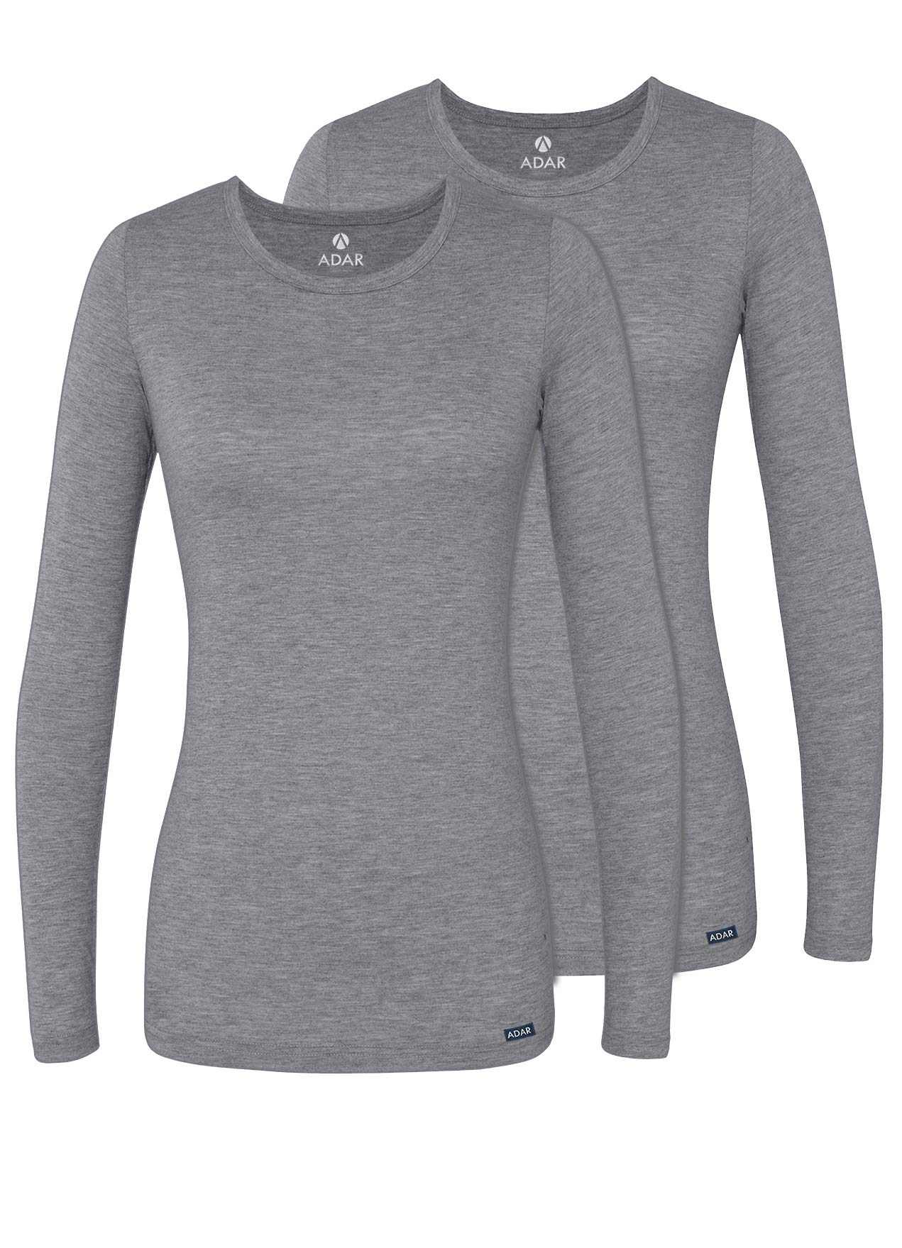 Adar Underscrubs for Women 2 Pack - Long Sleeve Underscrub Comfort Tee - 2902 - Dark Marl Gray - XL