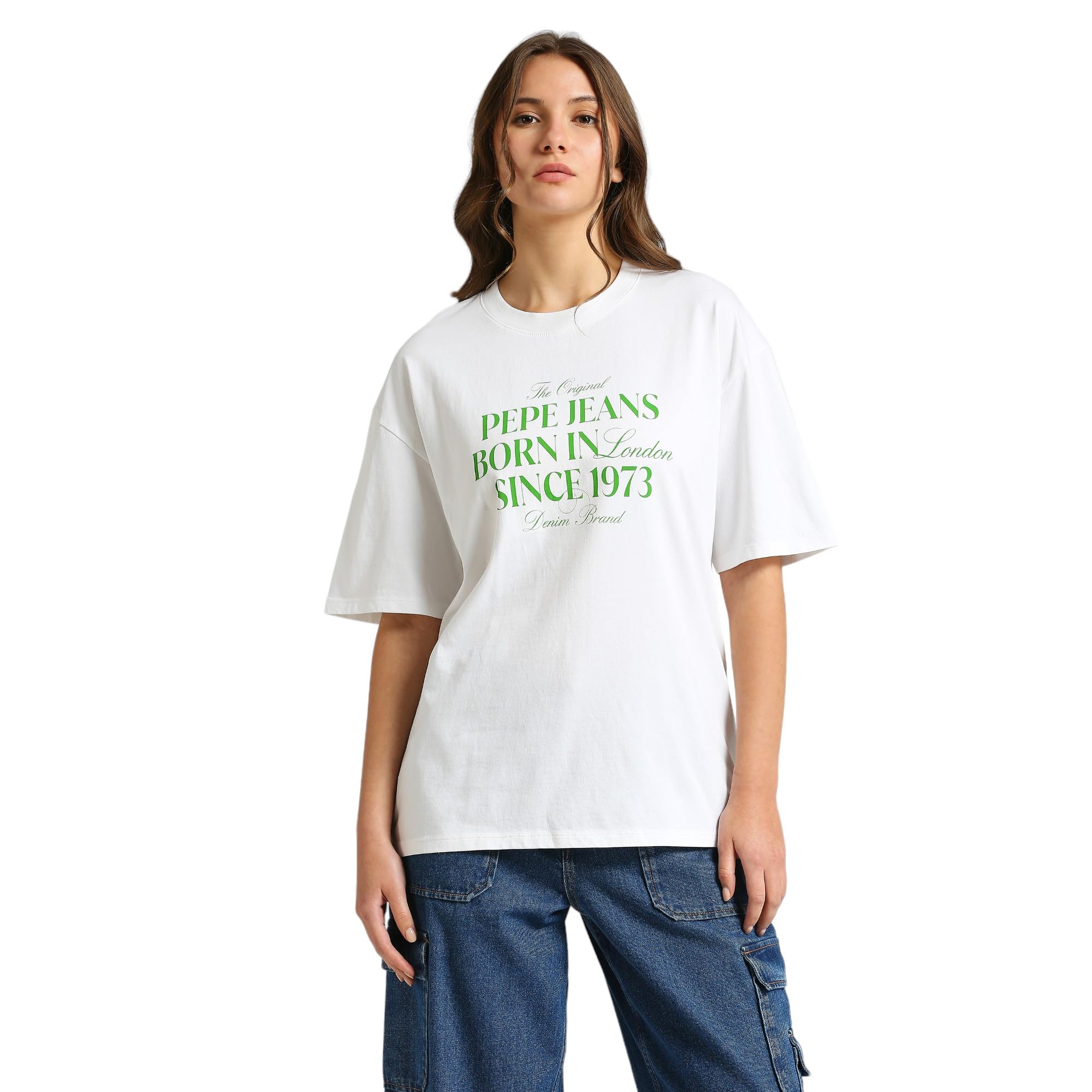 Pepe Jeans WomenS Oversized Fit T-Shirt (Pl505928_Optic White