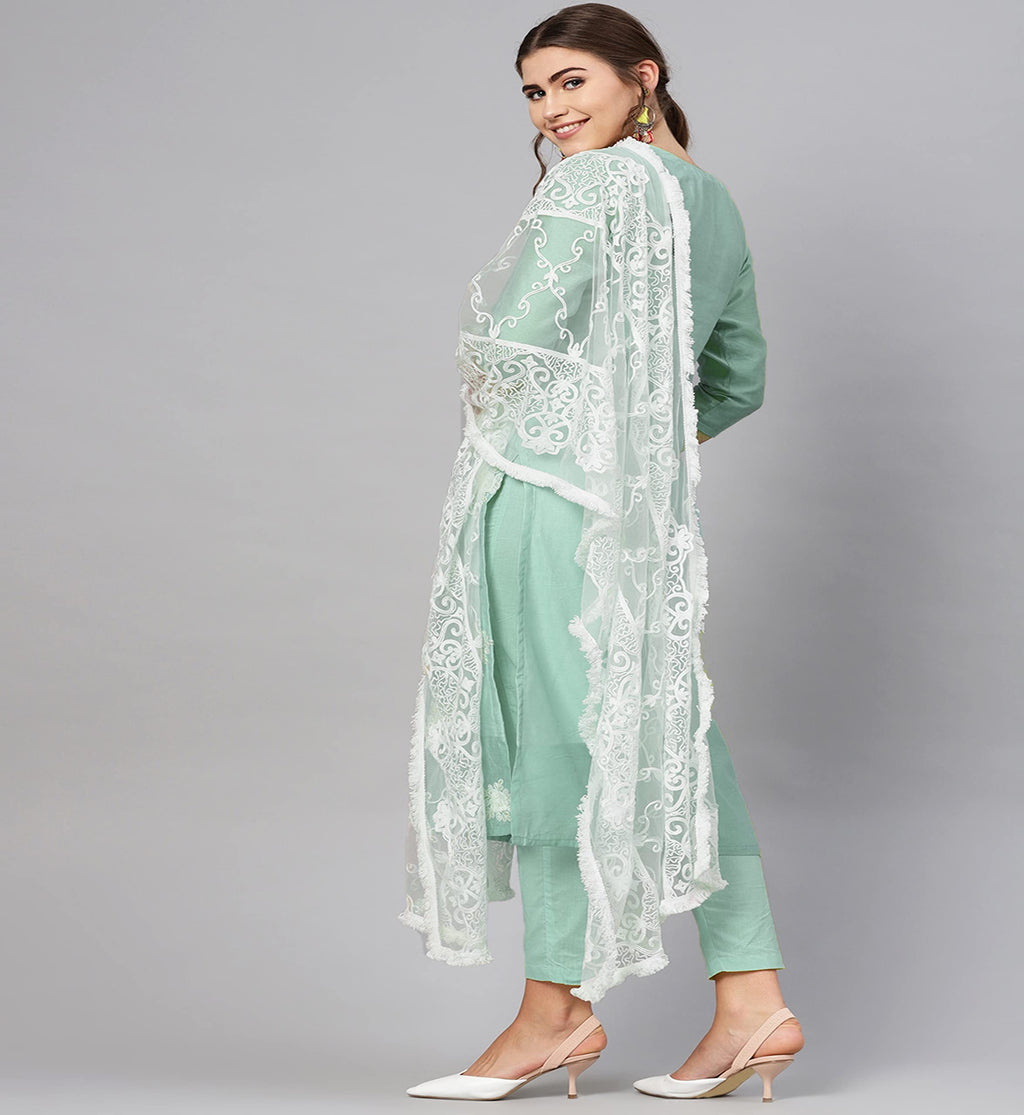 Anni Designer Crepe Women Kurti With Pant And Dupatta