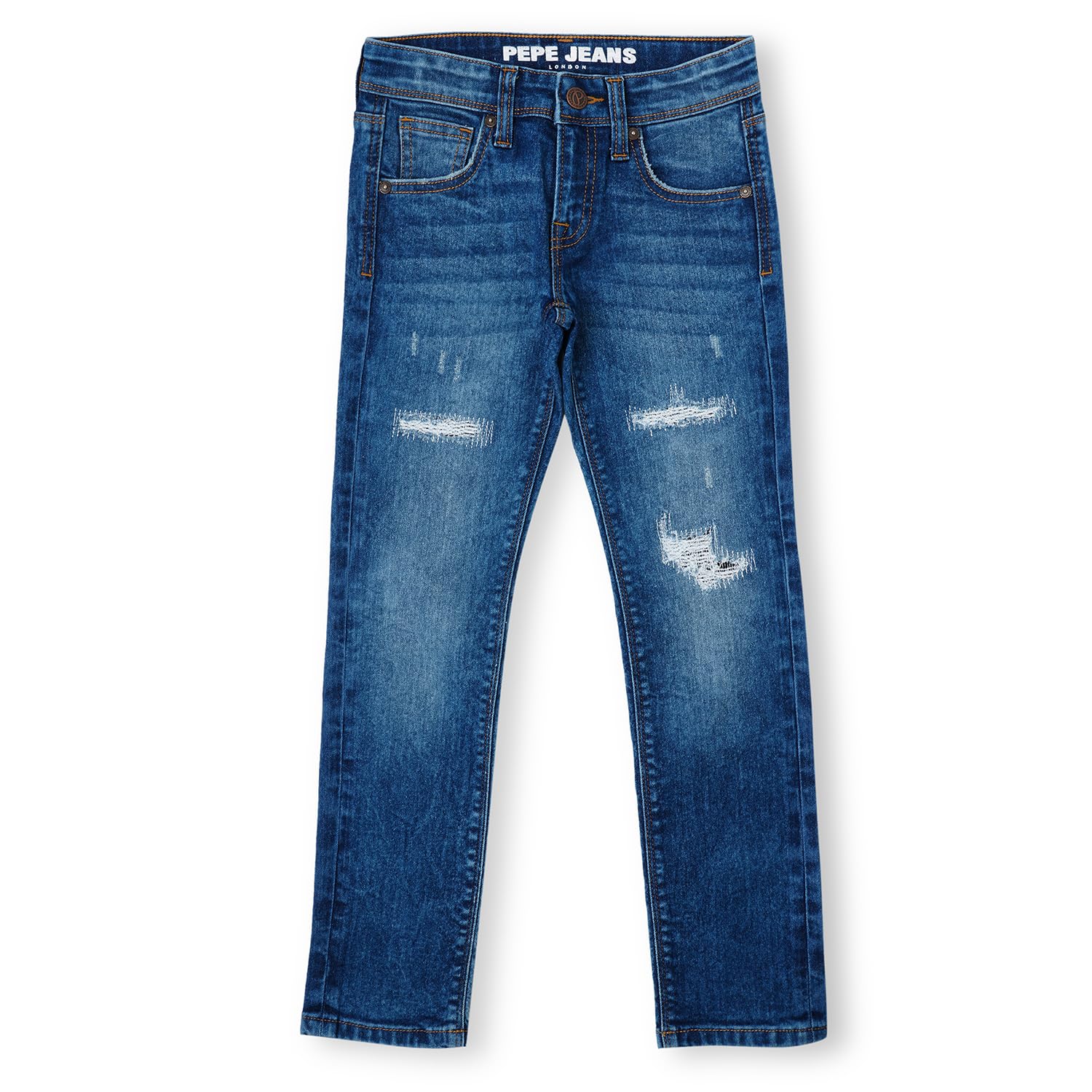 Pepe Jeans BoyS Slim Jeans (Pb202106J67_Med Dark Worn_Mid Indigo Blue