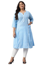 Aurelia Women Blue Cotton Geometric Printed Straight Kurta_22Aua13371P-504114_4Xl