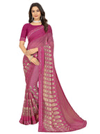 rangita Women Abstract Printed Georgette Saree With Blouse Piece - Purple (SIZE 5.5 MTR)