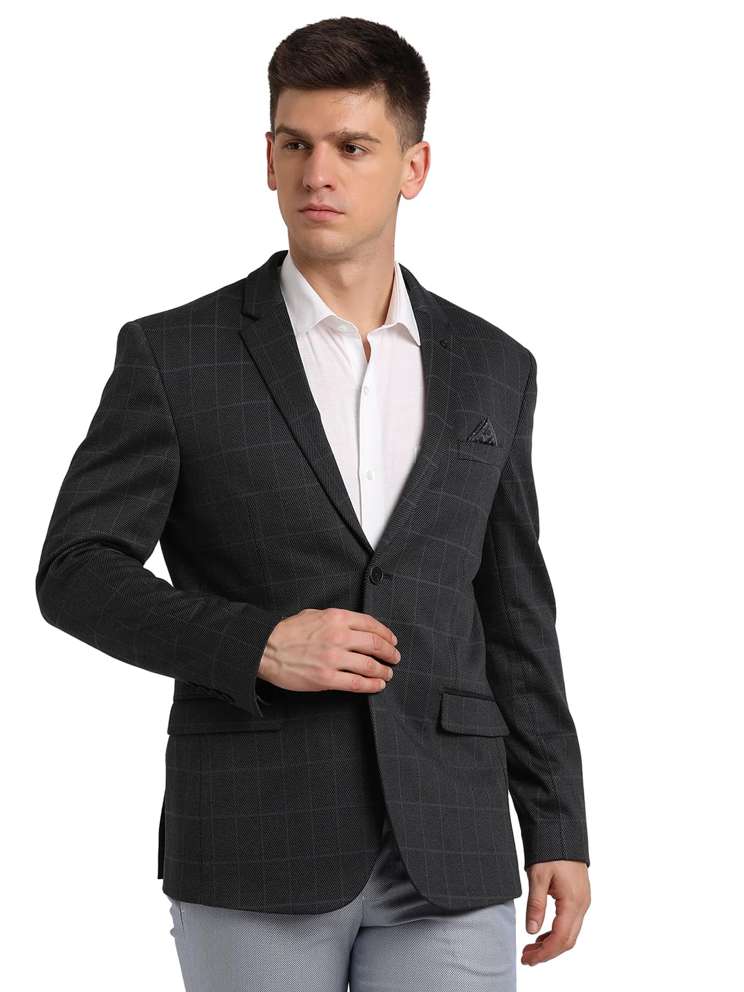 Turtle Men Black Relaxed Fit Solid Knitted Casual Blazer