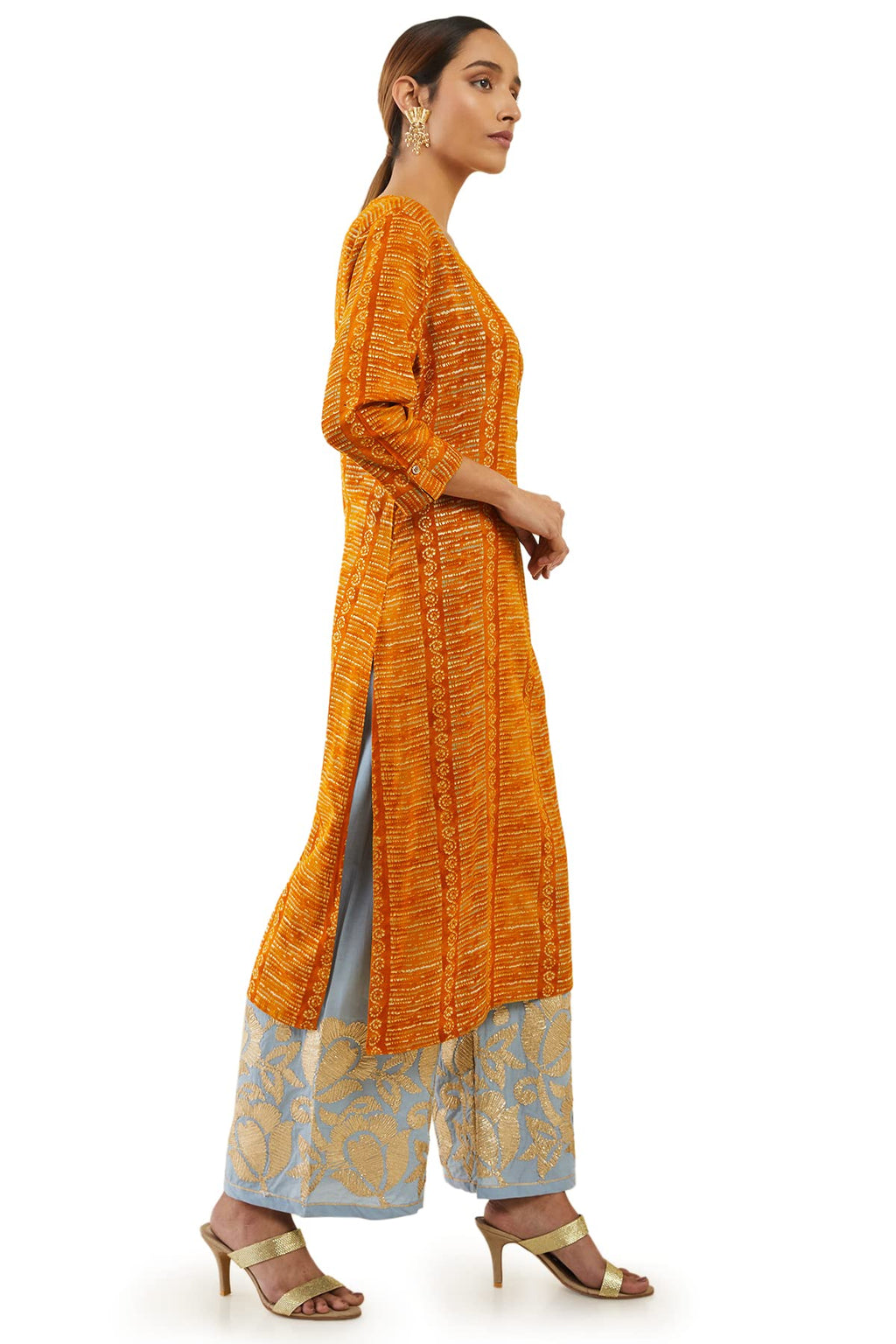 Soch Women'S Rayon Straight Kurta With Shibori Block Print