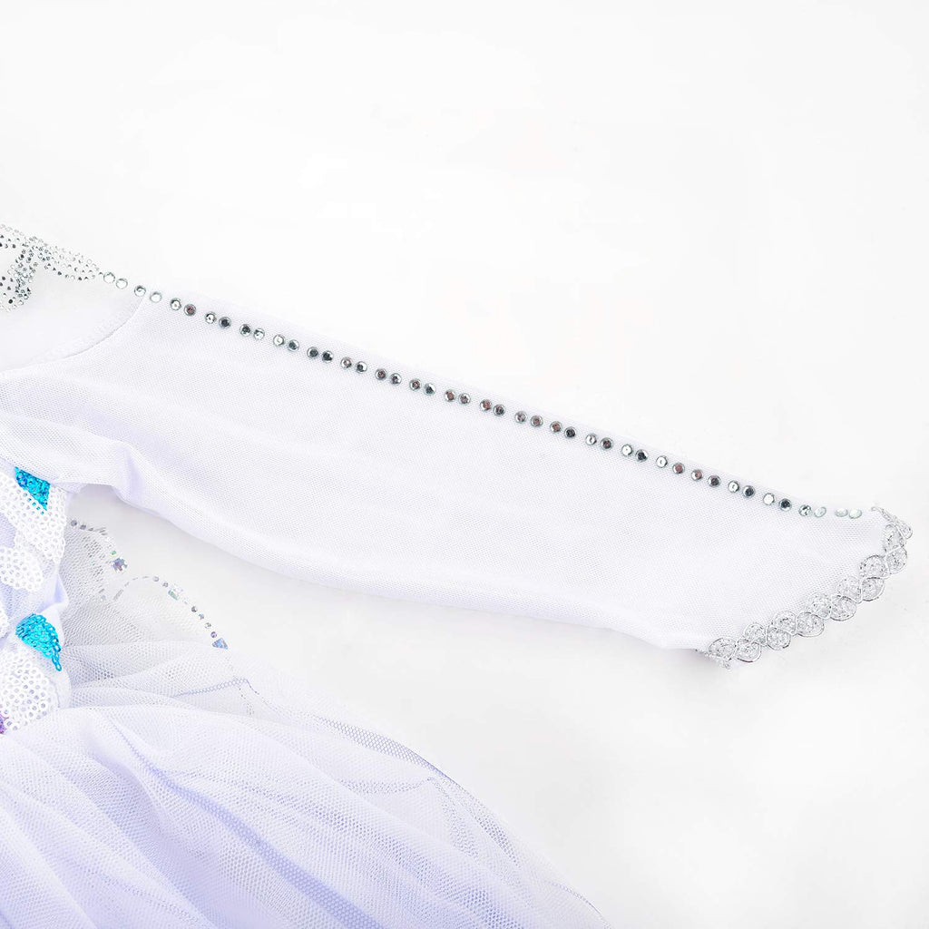 JerrisApparel Girl Princess Costume Snow Party Dress Halloween Cosplay Dress up (3T, White with Accessories)