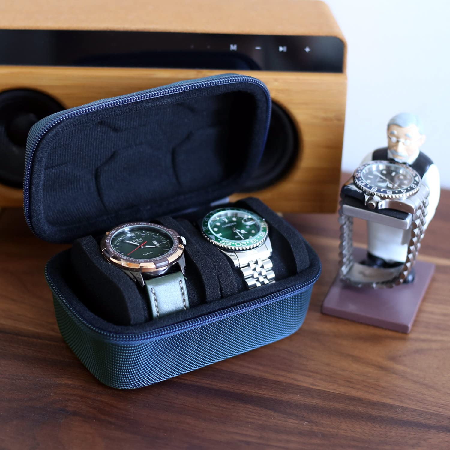 Besforu watch box organizer for men or Women 2 watch travel case Portable Storage watch display holder for Wristwatches and Smar