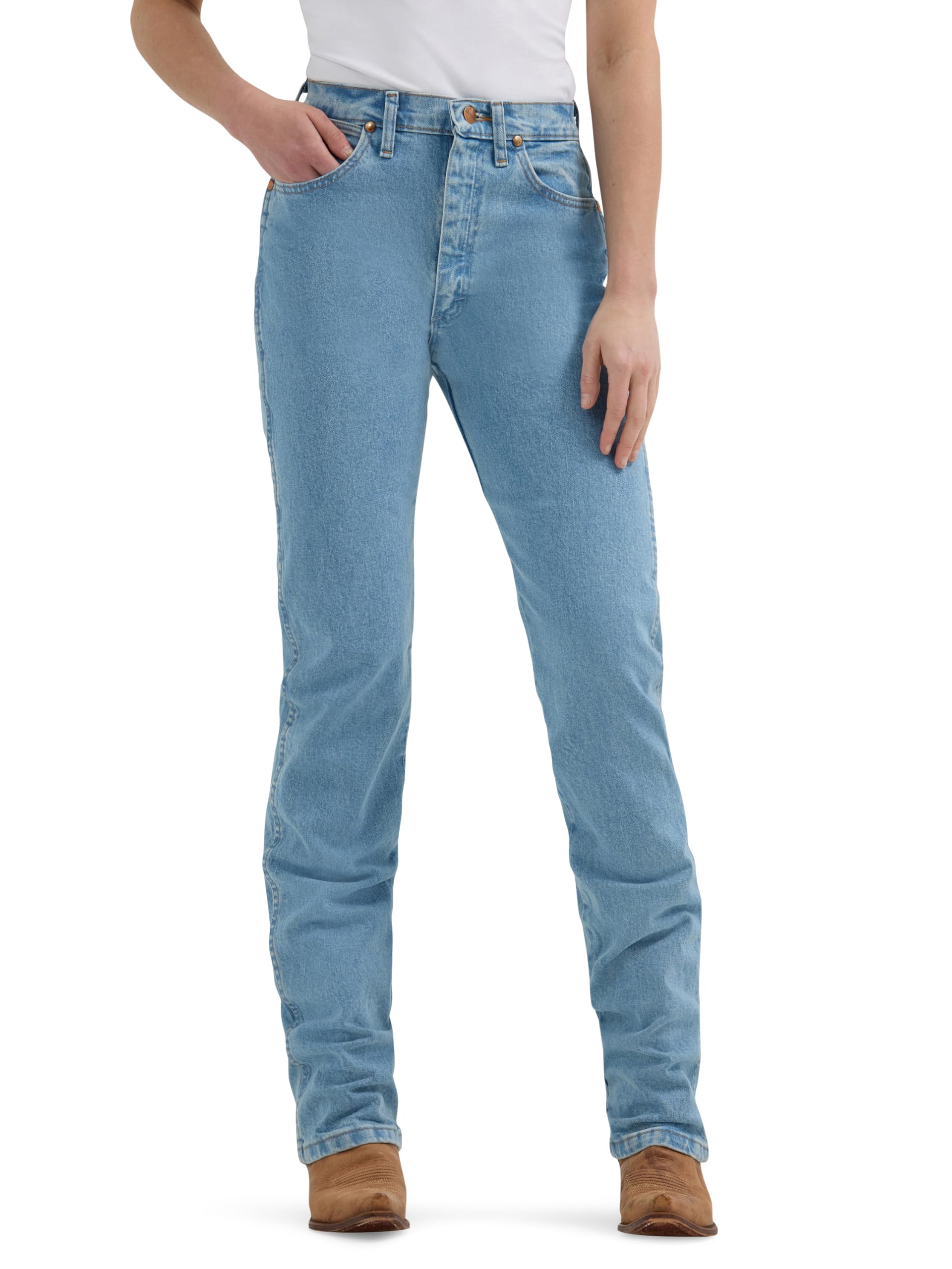 Wrangler Women's Cowboy Cut High Rise Slim Fit Tapered Leg Jean, Antique Wash, 0-36