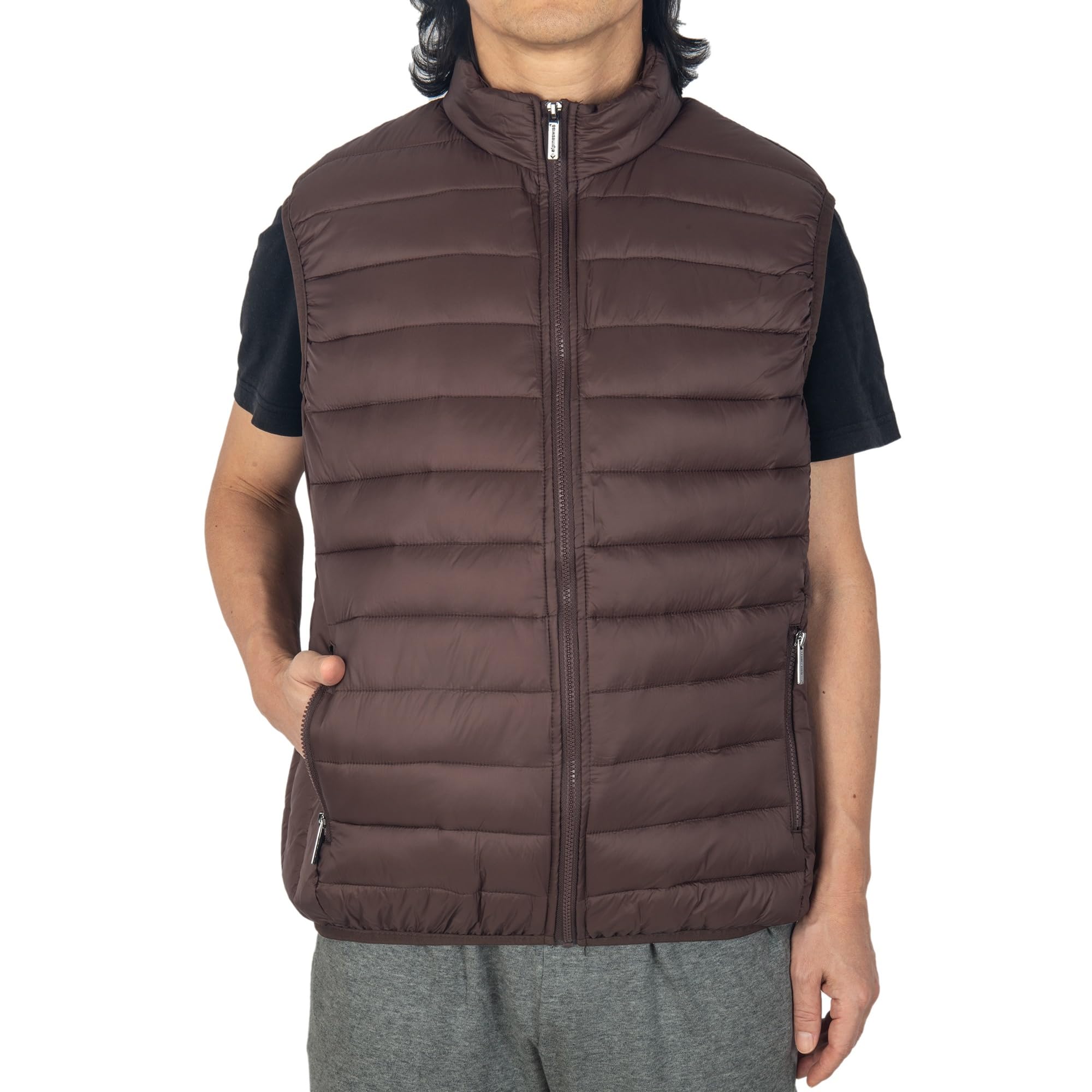 Alpine Swiss Clark Mens Lightweight Down Alternative Vest Jacket Brown Small