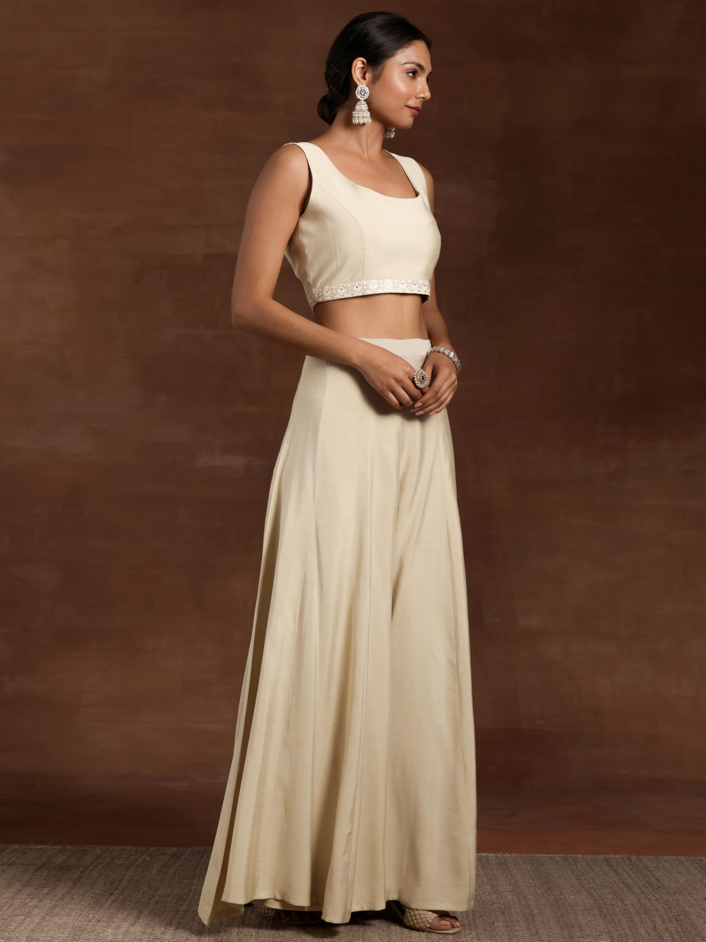 Libas Art Womens Solid Silk Blend Co-Ord Set For Women