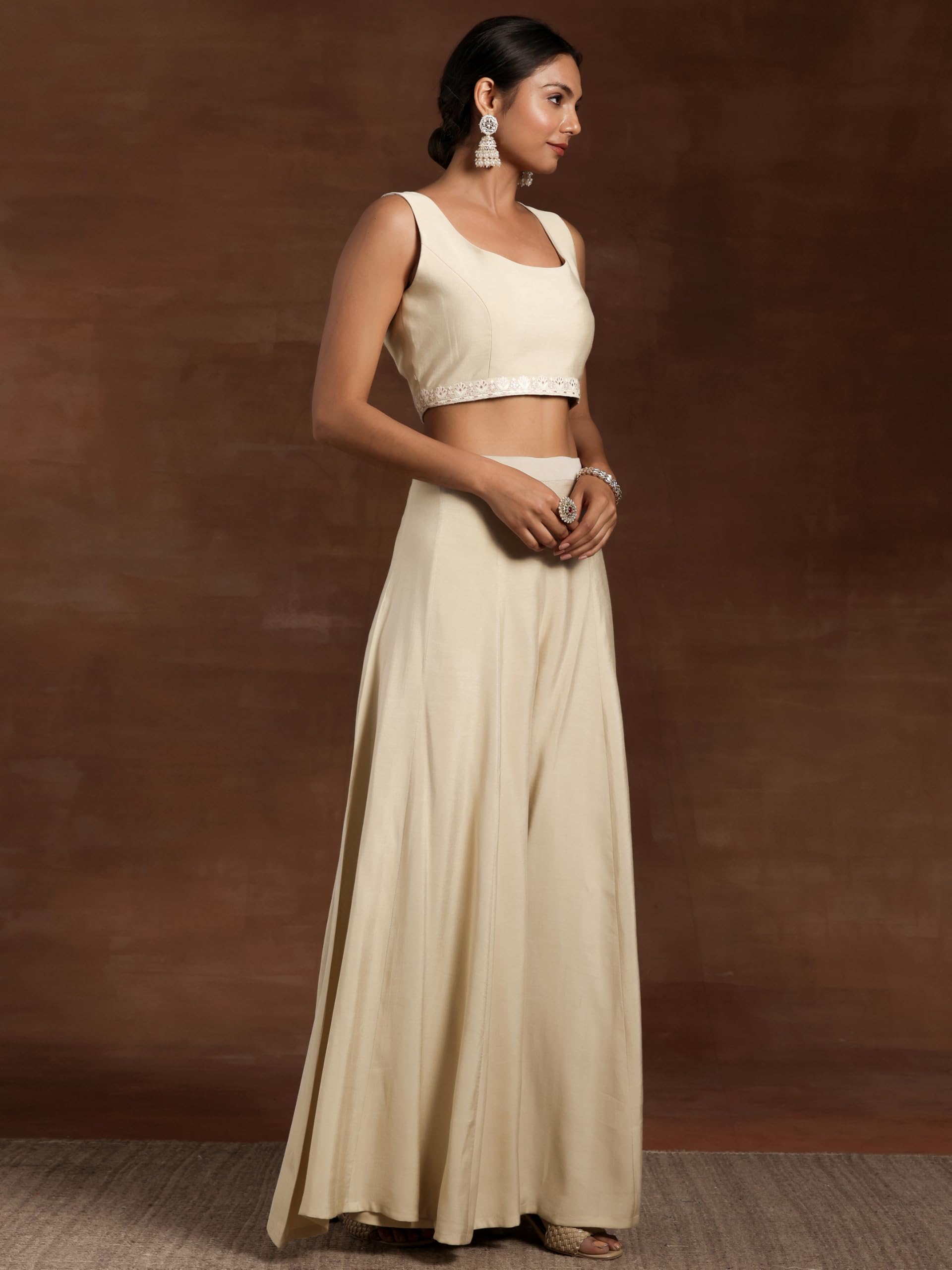 Libas Art Womens Solid Silk Blend Co-Ord Set For Women
