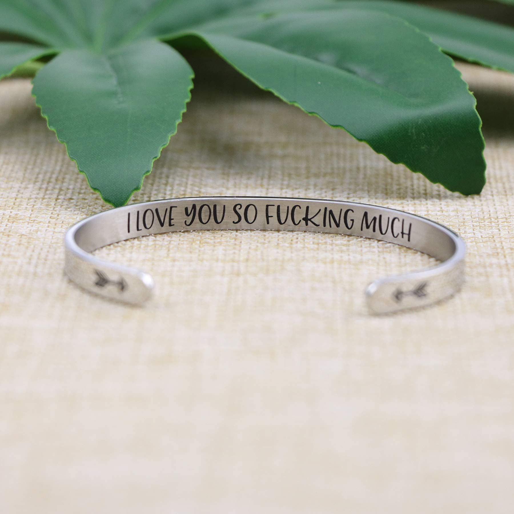 Women Wife Love Gifts from Husband Men Funny Valentine's Day Birthday Christmas Anniversary Jewelry Mantra Cuff Bangle Handmade