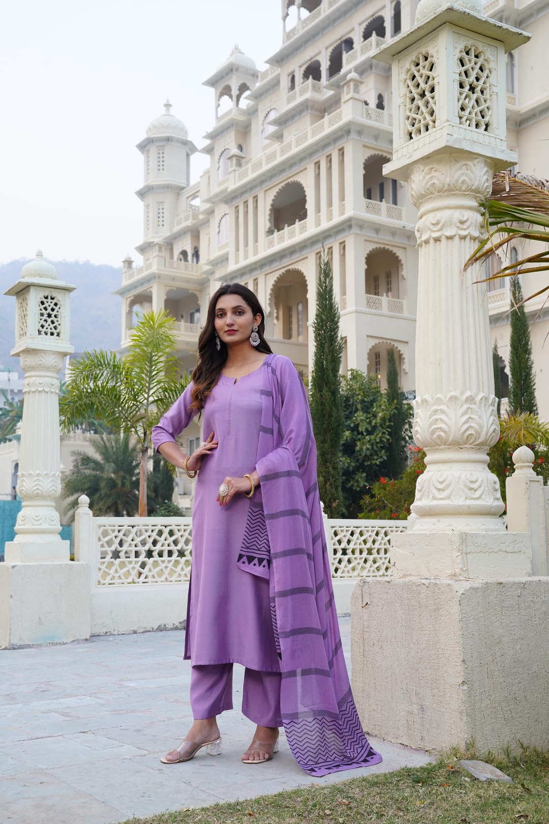 ANNI DESIGNER Women s Kurta with Trousers and Dupatta, purple, 4X-Large