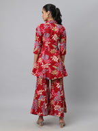 Avanova Soft Maslin Silk V Neck Co-Ords Set For Women'S | Printed Shirt & Bottom Set For Women | Suit Set | Two Piece Dress (Co-