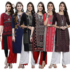 Pinkmint Womens Crepe Digital Print Straight Kurta [Pack of 6]