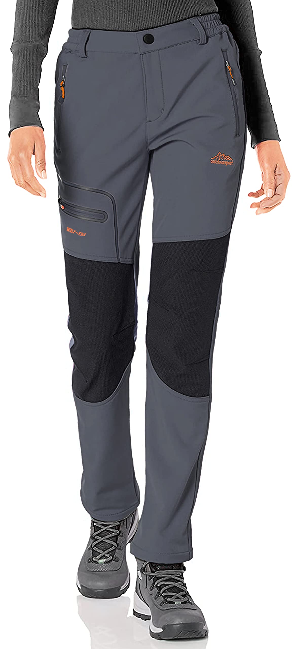 DAFENGEA Women's Snow Ski Pants Fleece Hiking Waterproof Windproof Softshell Outdoor Snowboard Pants,CFK1682W-Grey-L