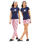 Sweet Dreams Women Printed 3 Piece Set Navy