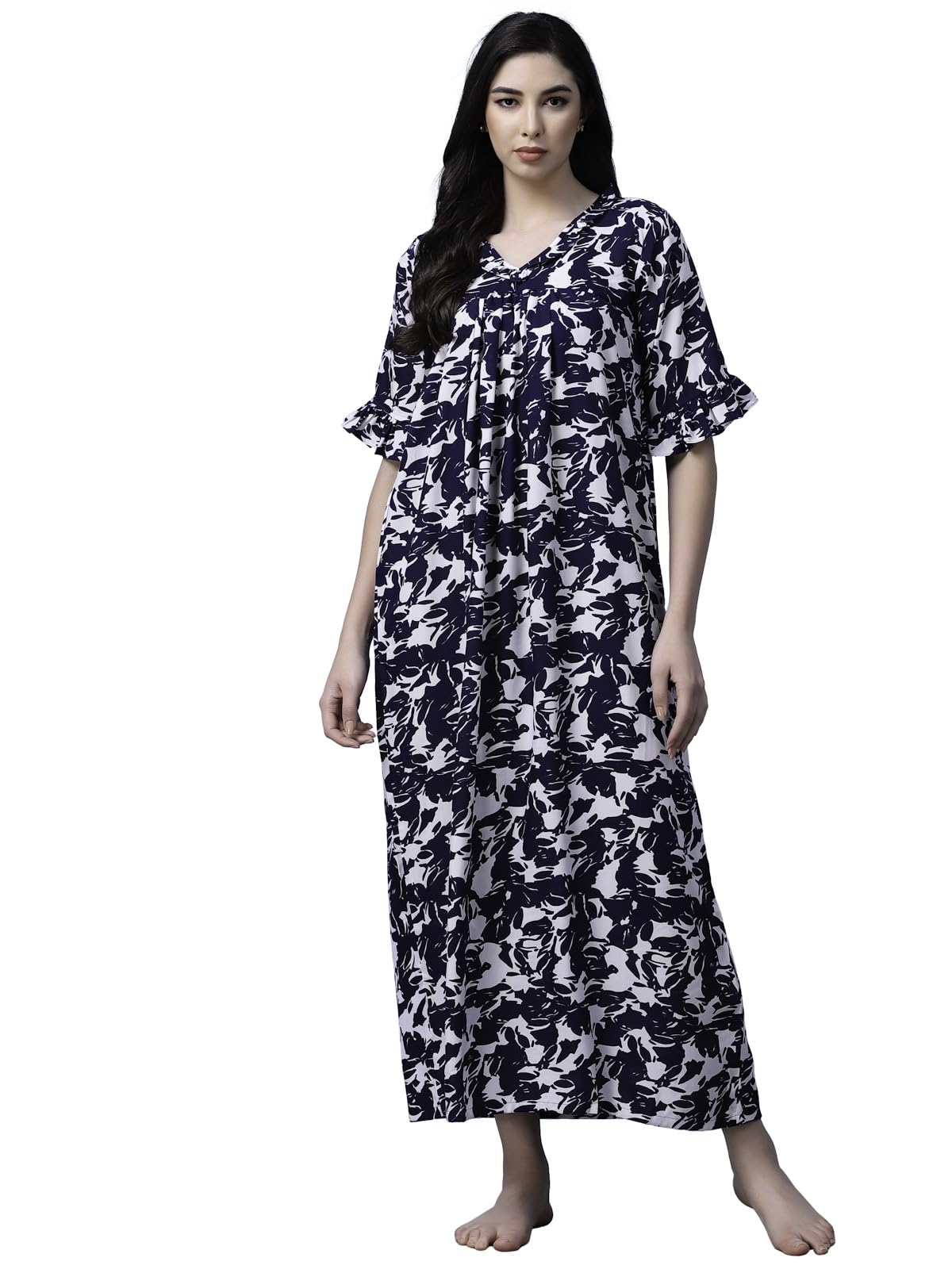 OOMPH! Cotton Blend Nighty for Womens | Night Gown | Nighty | Nightdress | Maxi Dress | Sleepwear | Gown for Women | Nighties |