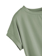 Fabricorn Womens Pista Greeen Solid Regular Fit Short Sleeve Casual T-Shirt