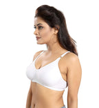 Fabme WomenS Cotton Non Padded Wire Free Full Coverage Bra White