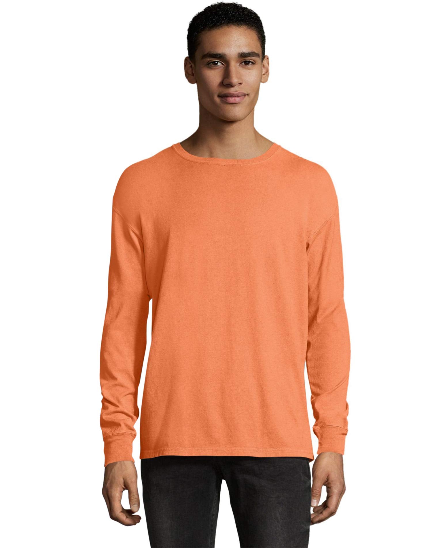 Unisex garment-Dyed Long-Sleeve T-Shirt - BLAcK - S(D0102H7DEJX)