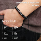 Bracelets for Men Inspirational Gifts for Him Morse Code Bracelets Adjustable Cool Leather Braided Bracelets for Boyfriend Husba