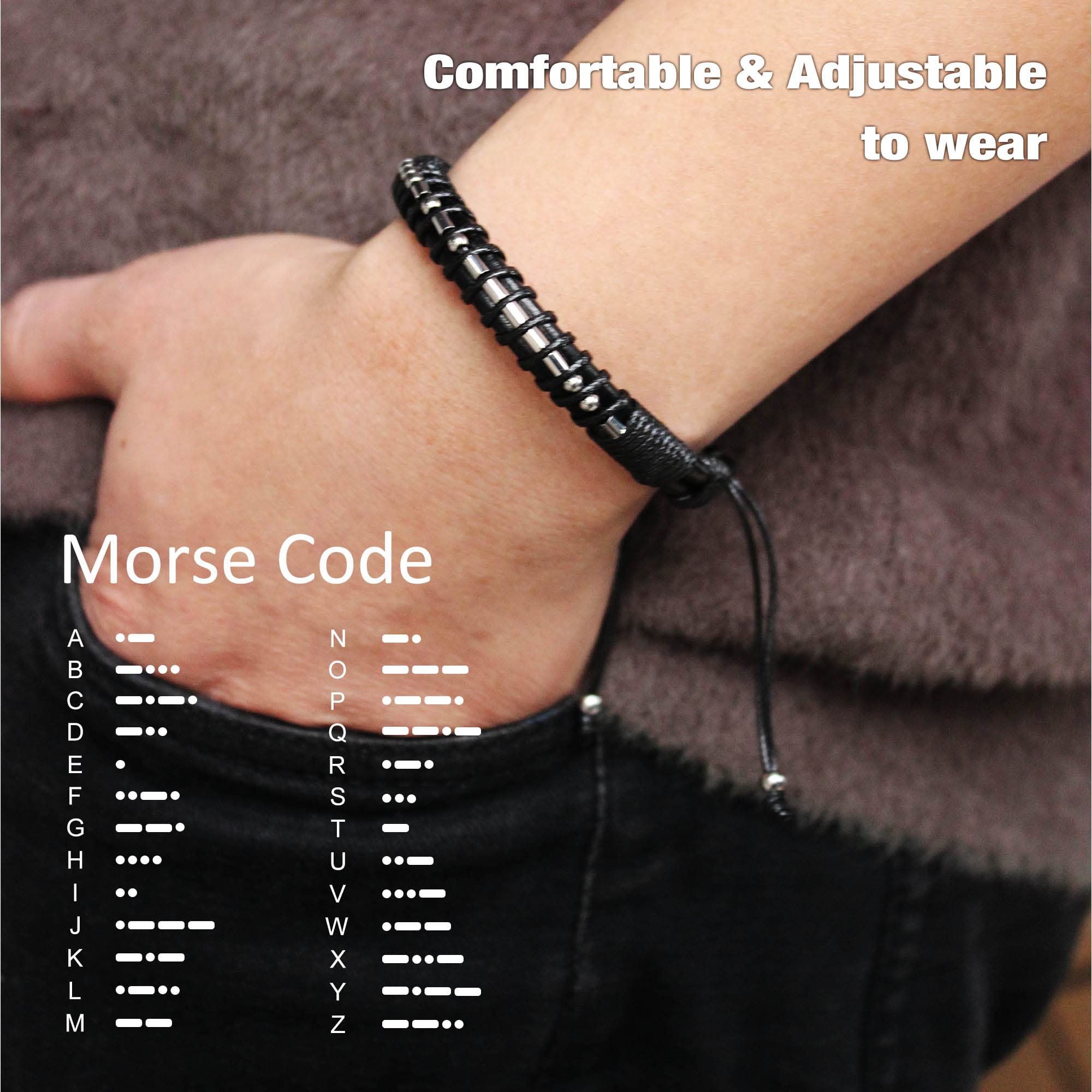 Btysun Inspirational Bracelets for Men Morse Code Gifts for Him Encouragement Secret Message Uplifting Best Friend Birthday Chri